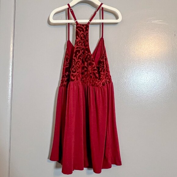 Hollister Cranberry Velour Design Fit & Flare Tank Top Size S - Picture 4 of 5